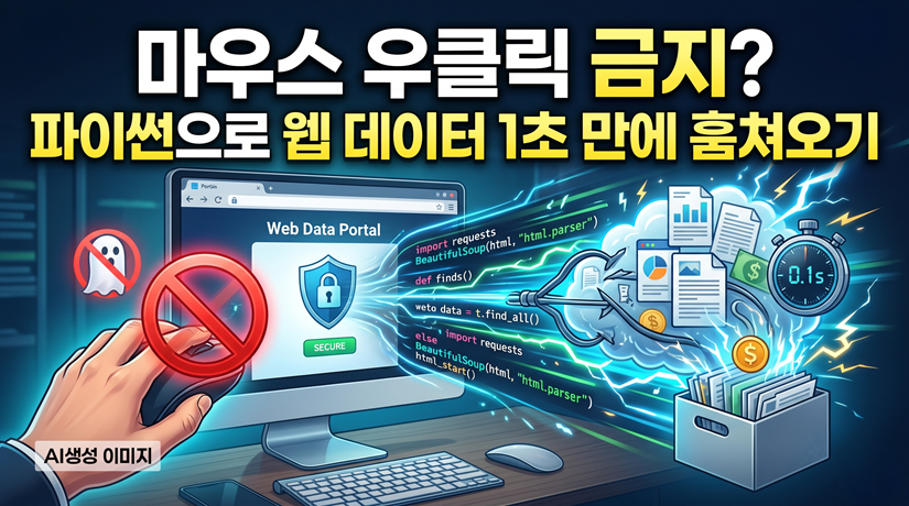 마우스 우클릭 금지? 파이썬으로 웹 데이터 1초 만에 훔쳐오기