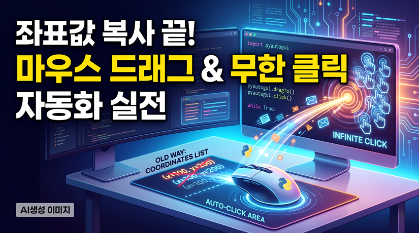좌표값 복사 끝! 마우스 드래그 & 무한 클릭 자동화 실전
