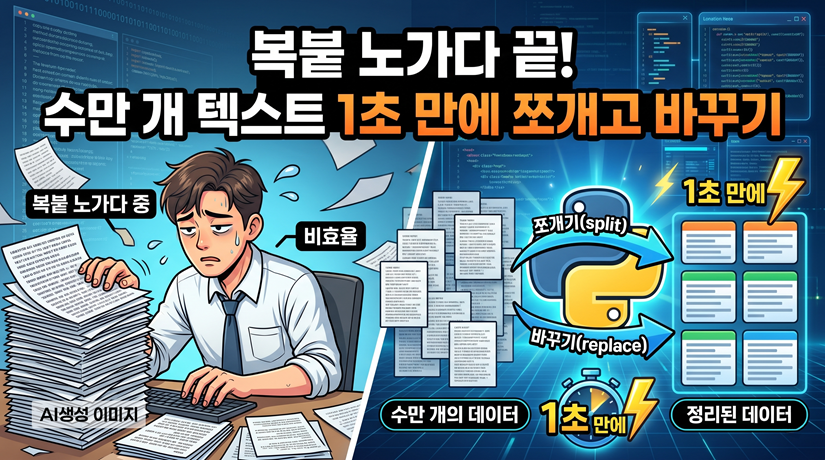 복붙 노가다 끝! 수만 개 텍스트 1초 만에 쪼개고 바꾸기