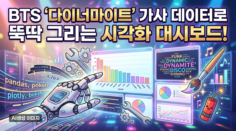 BTS '다이너마이트' 가사 데이터로 뚝딱 그리는 시각화 대시보드!